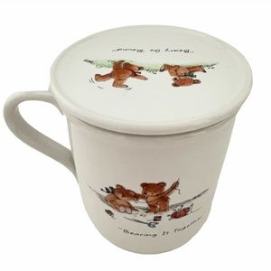 Hallmark Mug Mates Vintage Teddy Bear Cup with Lid 80s Mint Condition Tea Coffee